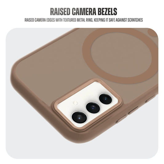 Textured Metal Ring Camera With Magsafe Compatible Smoky Back Case For Samsung S23 FE 5G