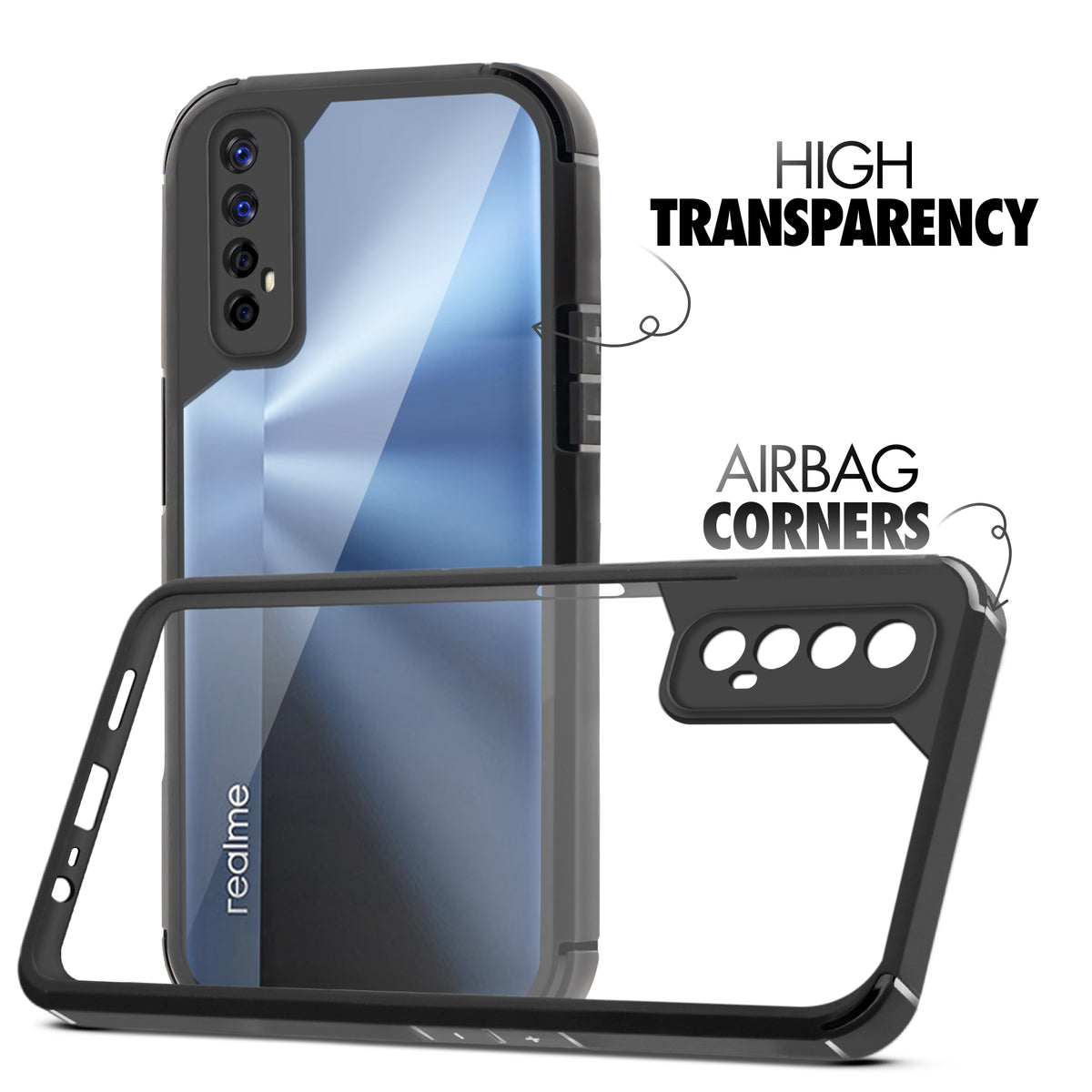 Silicone Border Transparent Back Cover for Realme 7 4G