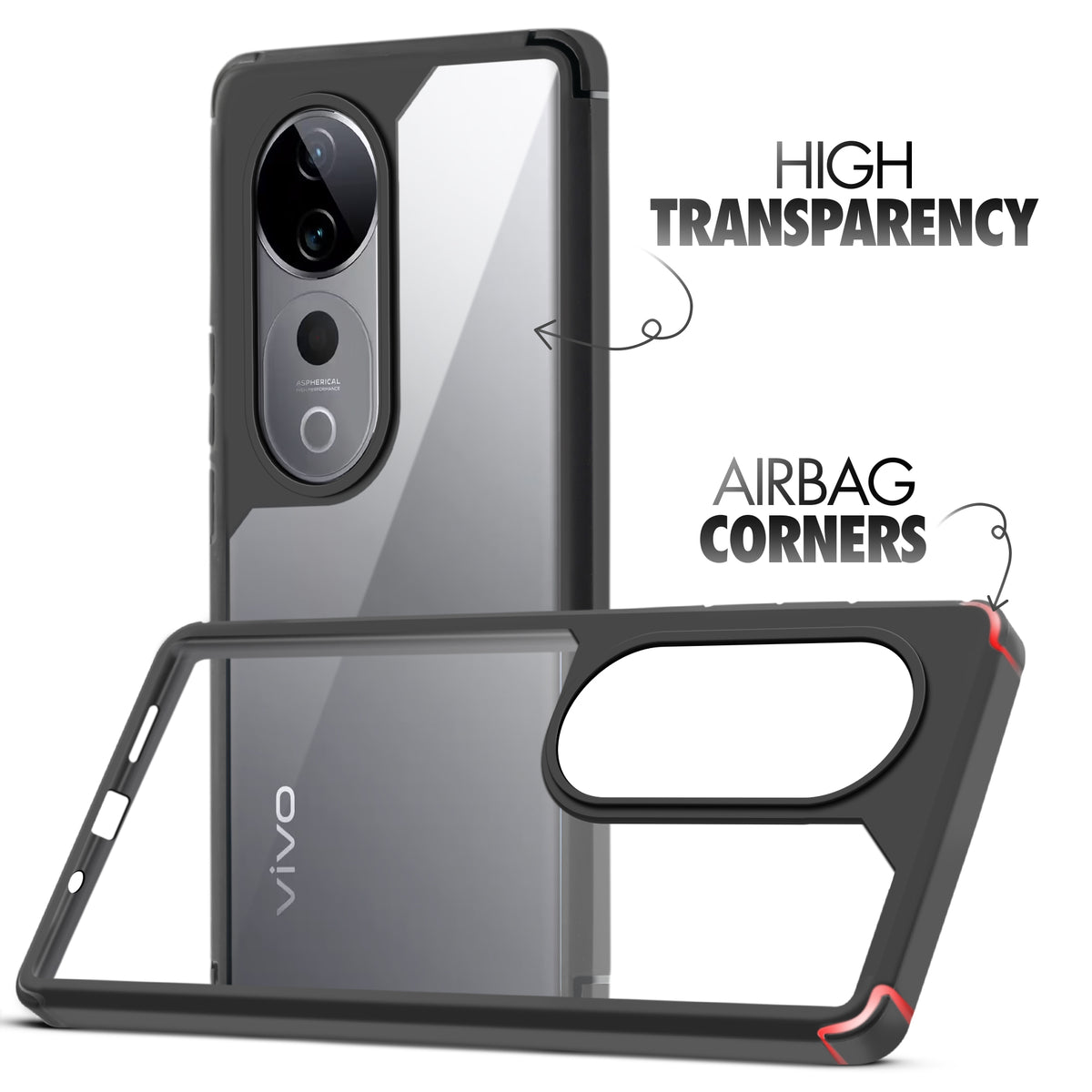 Silicone Border Transparent Back Cover for Vivo T3 Ultra 5G