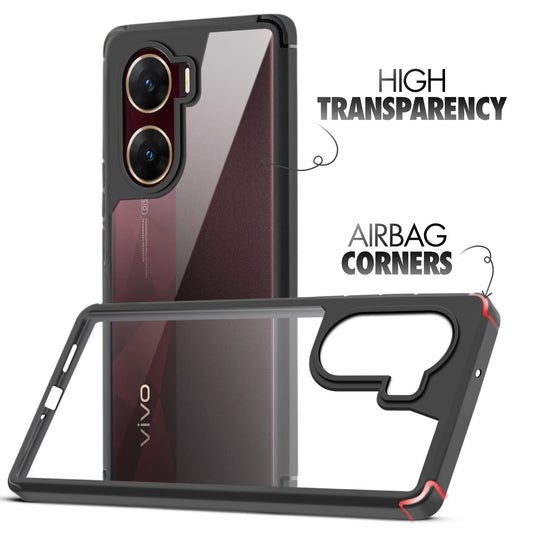 Silicone Frame Transparent Hard Back Cover for Vivo V29e 5G