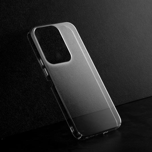 Crystal clear anti-yellow hard back case for Vivo Y31 Pro 5G placed on surface showing slim profile and precise camera cutouts