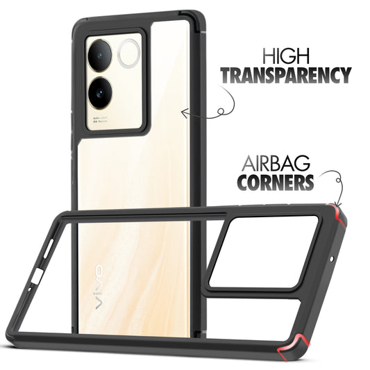 Silicone Frame Transparent Hard Back Cover for Vivo T2 Pro 5G