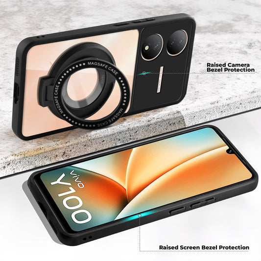 Soft Frame Clear Case Ring Holder Kickstand For Vivo Y100