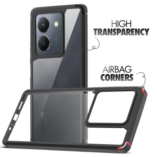 Silicone Frame Transparent Hard Back Cover for Vivo Y36 4G