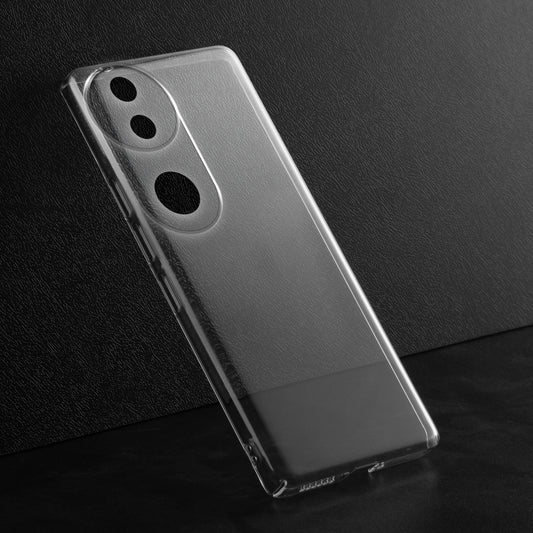 Crystal clear anti-yellow hard back case for Vivo V50 5G placed on surface showing slim profile and precise camera cutouts