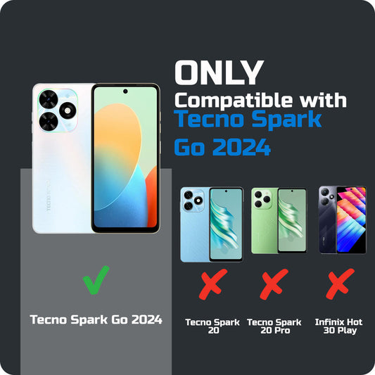 Silicone Frame Transparent Hard Back With Holder Kickstand Case For Techno Spark Go 2024