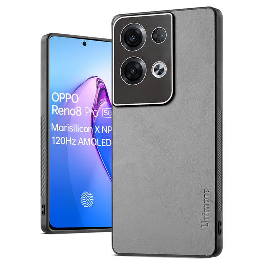 Unimore Leather Hard Case with Shiny Camera Protection For Oppo Reno 8 Pro 5G