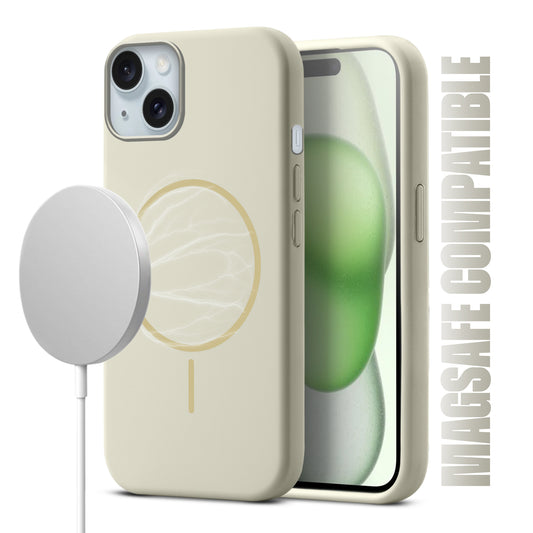 Liquid Silicon With Microfiber Lining Back Case For Apple iPhone 15 Plus (MagSafe Compatible)
