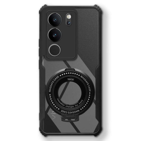 Premium Acrylic Transparent Case with Matte Ring Holder Kickstand Back Cover for Vivo V29 5G