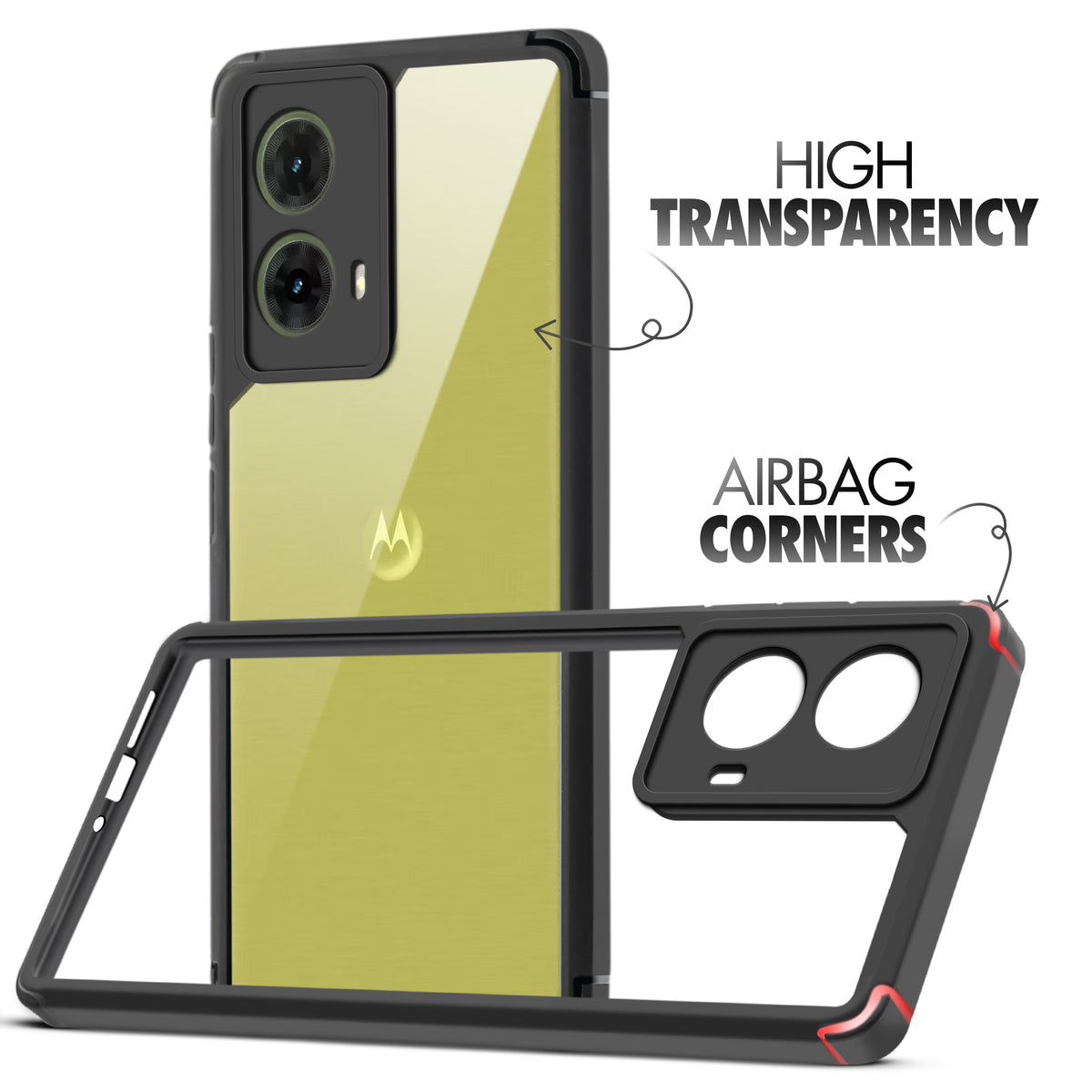 Silicone Border Transparent Back Cover for Motorola G85