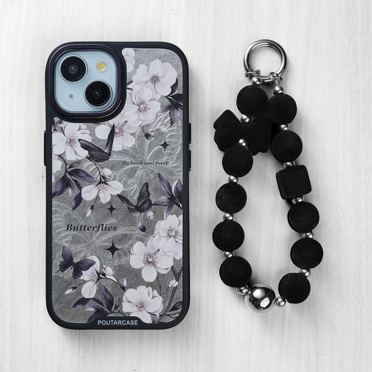 Luxury Floral Prints with Black Keychain Back Cover for Apple iPhone 13