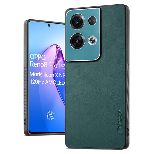 Unimore Leather Hard Case with Shiny Camera Protection For Oppo Reno 8 Pro 5G