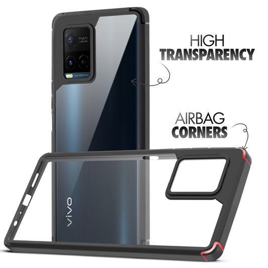 Silicone Frame Transparent Hard Back Cover for Vivo Y21T