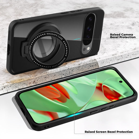 Soft Frame Clear Case Ring Holder Kickstand For Google Pixel 9 5G