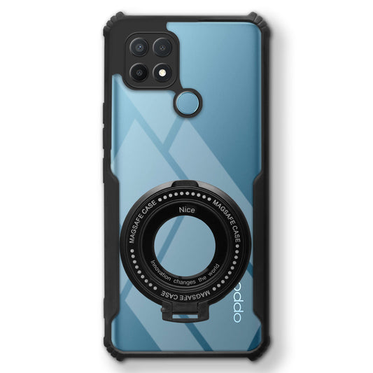 Premium Acrylic Transparent Case with Matte Ring Holder Kickstand Back Cover for Oppo A15