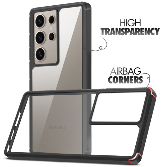 Silicone Frame Transparent Hard Back Cover for Samsung S24 Ultra 5G