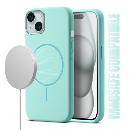Liquid Silicon With Microfiber Lining Back Case For Apple iPhone 15 Plus (MagSafe Compatible)