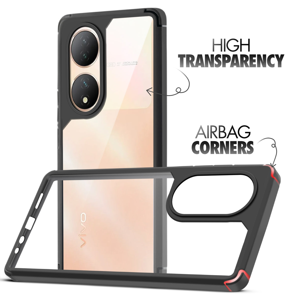 Silicone Frame Transparent Hard Back Cover for Vivo Y100