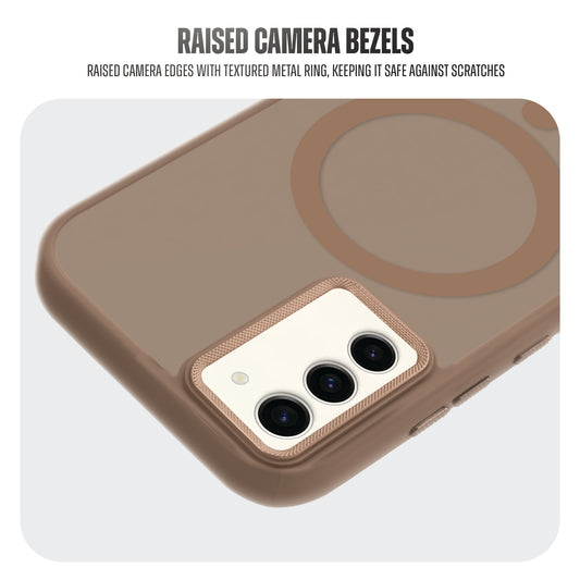Textured Metal Ring Camera With Magsafe Compatible Smoky Back Case For Samsung S23 5G