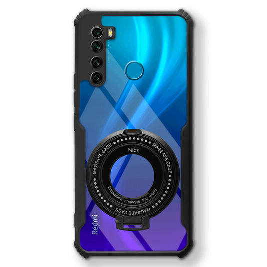 Premium Acrylic Transparent Case with Matte Ring Holder Kickstand Back Cover for Redmi Note 8