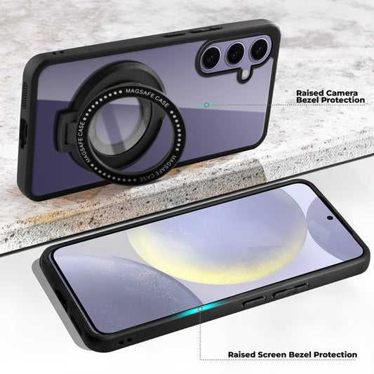 Soft Frame Clear Case Ring Holder Kickstand For Samsung S24 Plus 5G