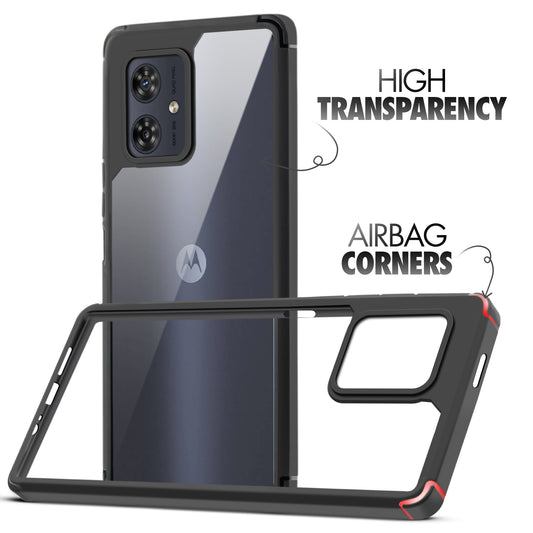 Silicone Frame Transparent Hard Back Cover for Motorola G54 5G