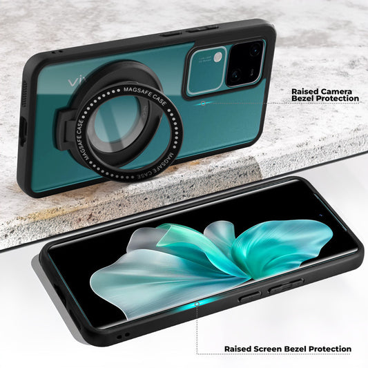 Soft Frame Clear Case Ring Holder Kickstand For Vivo V30 5G