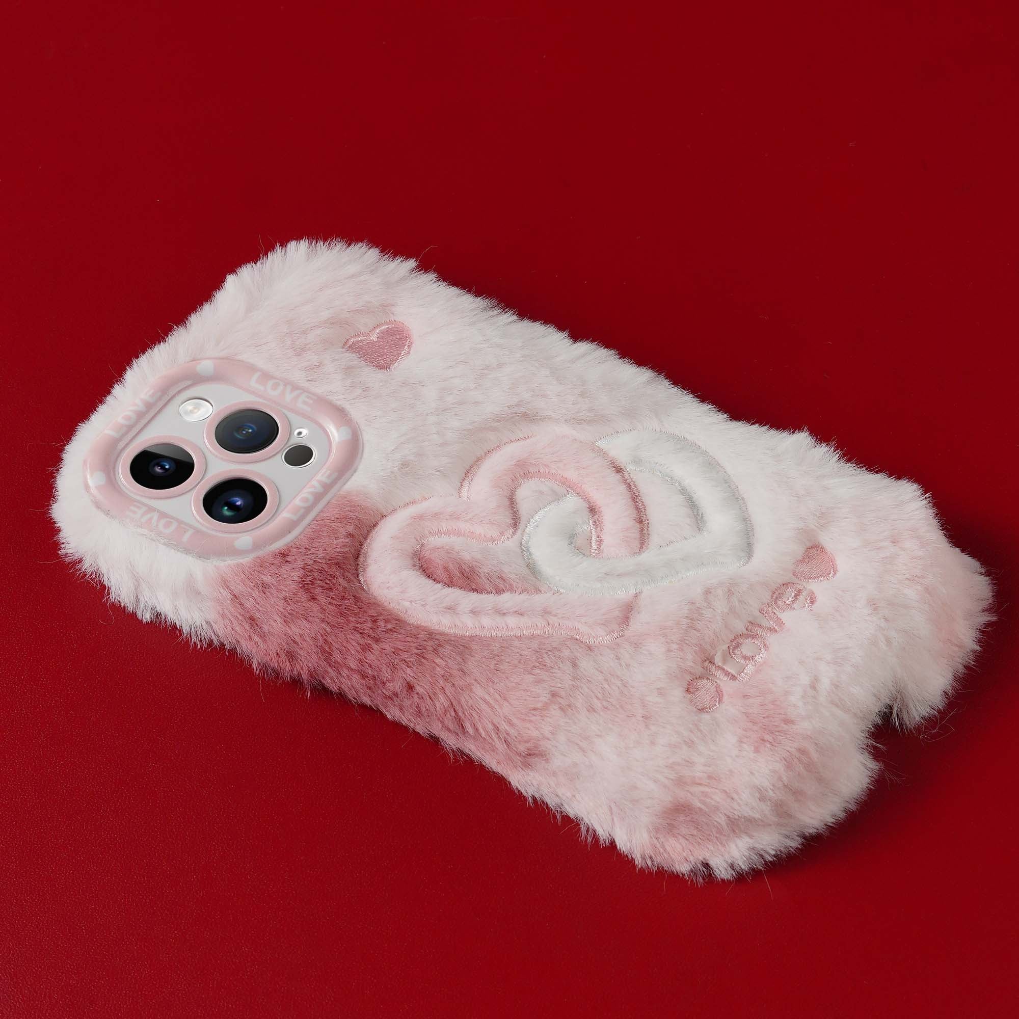 Fluffy Heart Back Cover for Apple iPhone 15 Pro