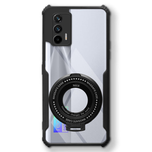 Premium Acrylic Transparent Case with Matte Ring Holder Kickstand Back Cover for Realme X7 Max