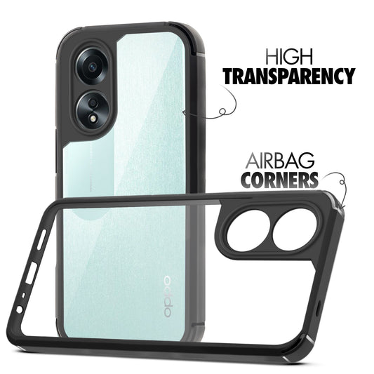 Silicone Frame Transparent Hard Back Cover for Oppo A58 4G