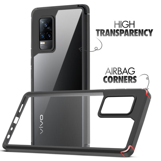 Silicone Frame Transparent Hard Back Cover for Vivo V21e 4G