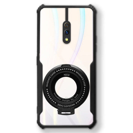 Premium Acrylic Transparent Case with Matte Ring Holder Kickstand Back Cover for Realme X