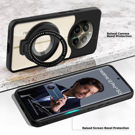 Soft Frame Clear Case Ring Holder Kickstand For Realme 12 Pro Plus 5G