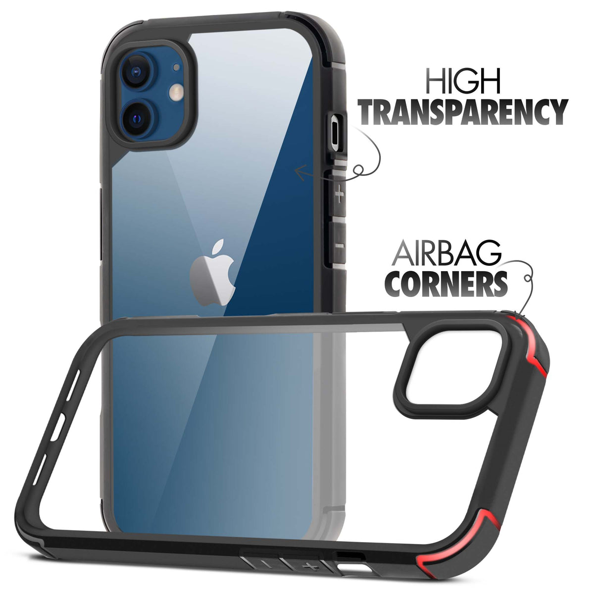 Silicone Border Transparent Back Cover for Apple iPhone 12