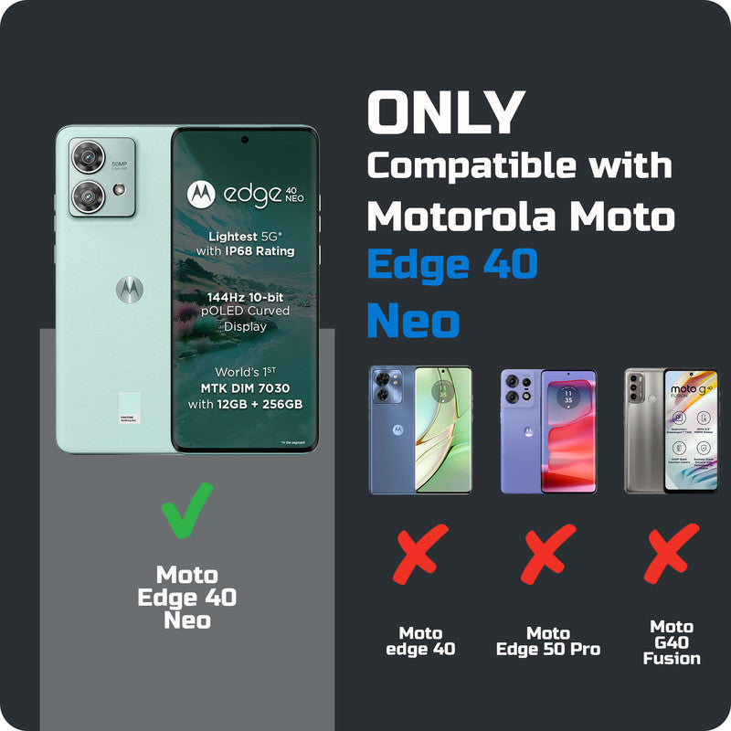 Premium Silicone Frame with Clear Back & Silver Camera Ring Back Case Cover For Motorola Edge 40 Neo 5G