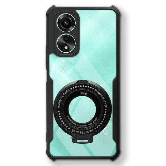 Premium Acrylic Transparent Case with Matte Ring Holder Kickstand Back Cover for Oppo A78 4G