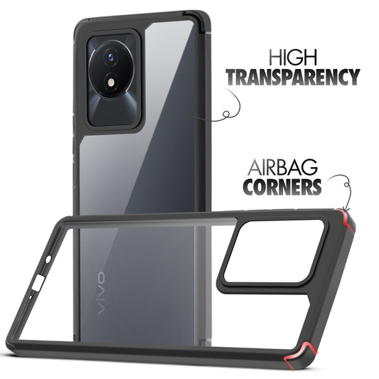 Silicone Frame Transparent Hard Back Cover for Vivo Y02