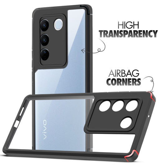 Silicone Frame Transparent Hard Back Cover for Vivo V27 5G