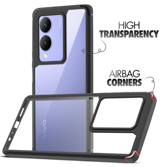 Silicone Frame Transparent Hard Back Cover for Vivo Y17s