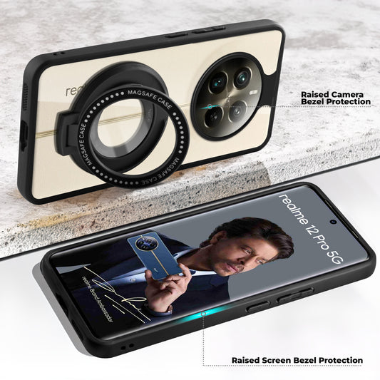 Soft Frame Clear Case Ring Holder Kickstand For Realme 12 Pro 5G