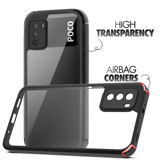 Silicone Border Transparent Back Cover for Poco M3