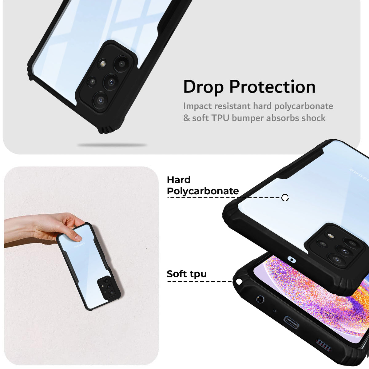 Premium Acrylic Transparent Back Cover for Samsung A23 4G & Samsung A23 5G