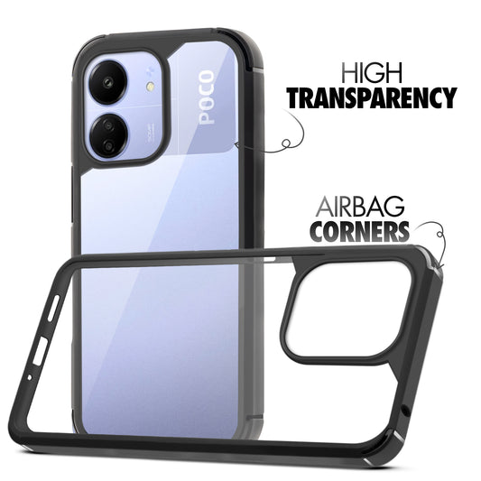 Silicone Frame Transparent Hard Back Cover for Poco C65 5G