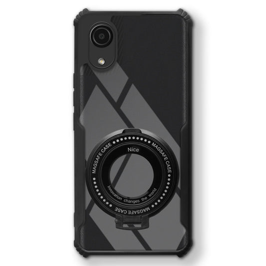 Premium Acrylic Transparent Case with Matte Ring Holder Kickstand Back Cover for Samsung A03 Core