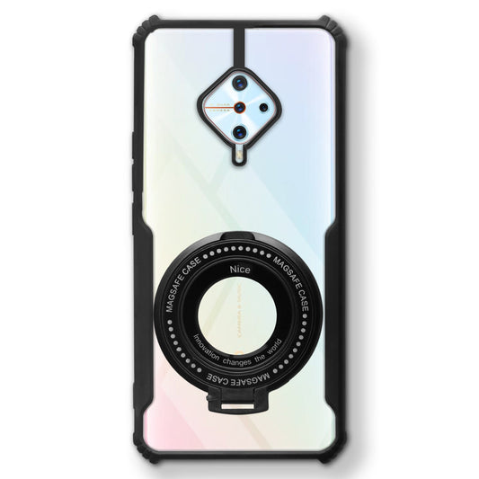 Premium Acrylic Transparent Case with Matte Ring Holder Kickstand Back Cover for Vivo S1 Pro