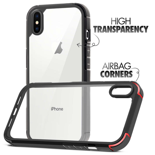 Silicone Frame Transparent Hard Back Cover for Apple iPhone X