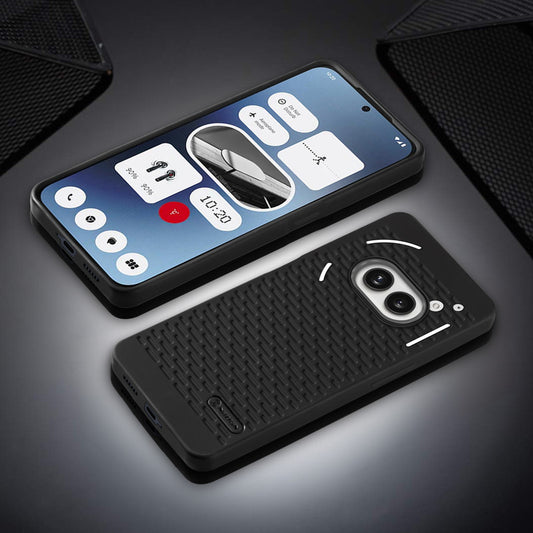 Soft Silicone Mobile Back Cover For Nothing Phone 2A with Dash Type Groove and Matte Gray Camera Ring