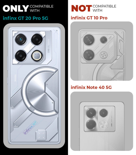 Transparent Back Cover with Silicone frame Matte Ring Holder Kickstand Case For Infinix GT 20 Pro 5G