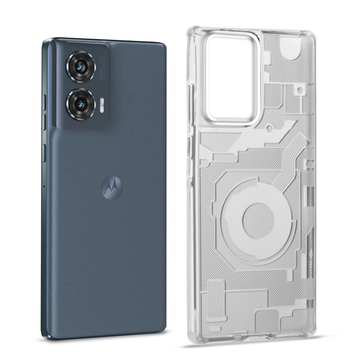 Soft Transparent Frosted Matte Silicone TPU With Silver Ring Camera Protection Back Cover for Motorola Edge 50 Fusion