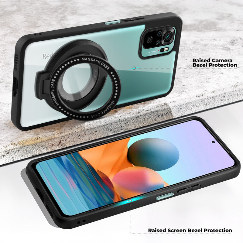 Soft Frame Clear Case Ring Holder Kickstand For Redmi Note 10